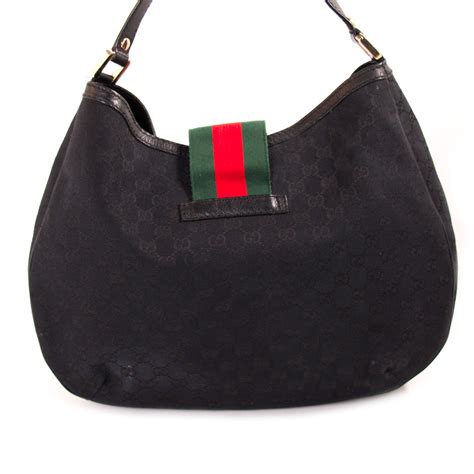 gucci black canvas shoulder bag|Gucci shoulder bag outlet.